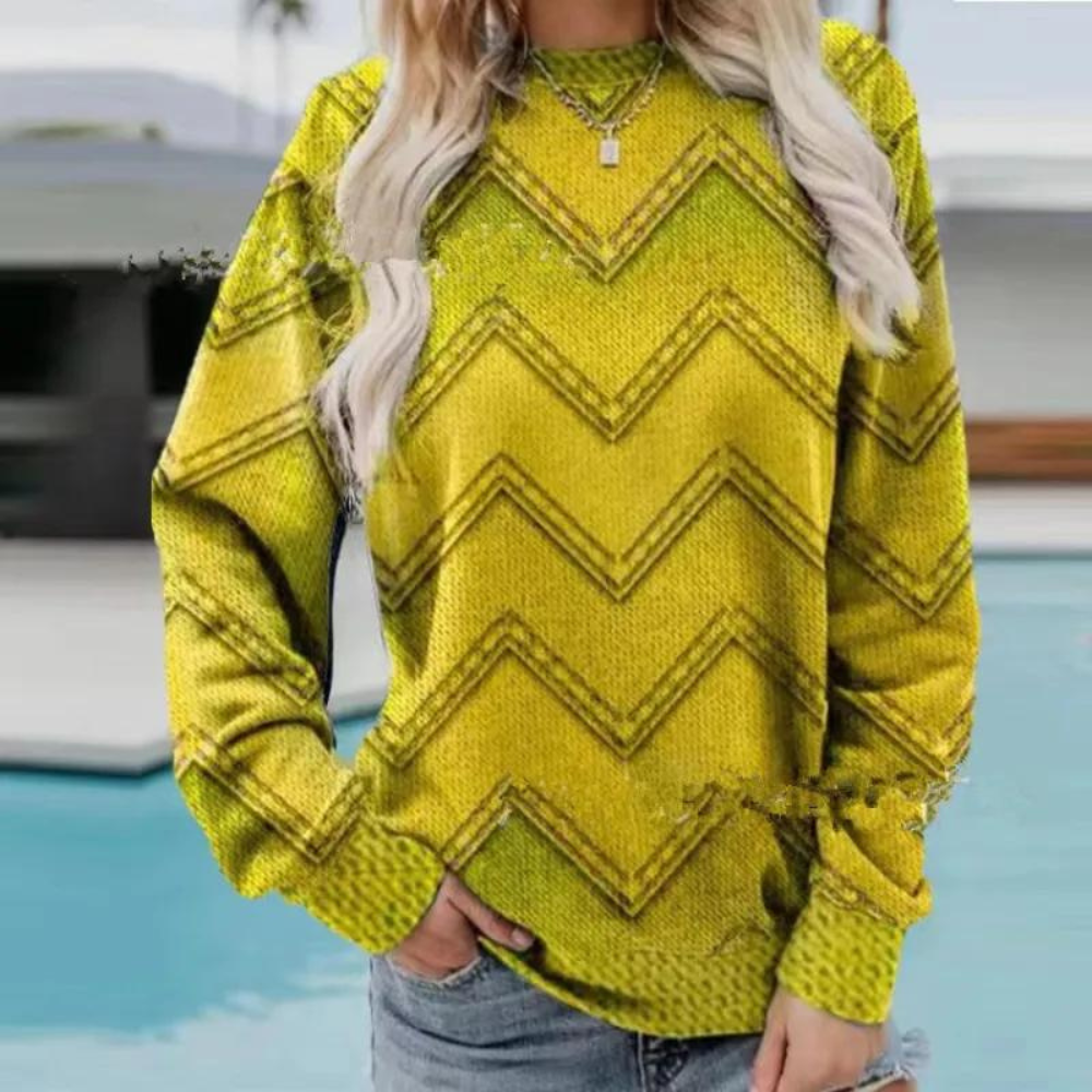Knitted Sweater for Women with Chevron Pattern – Ylva