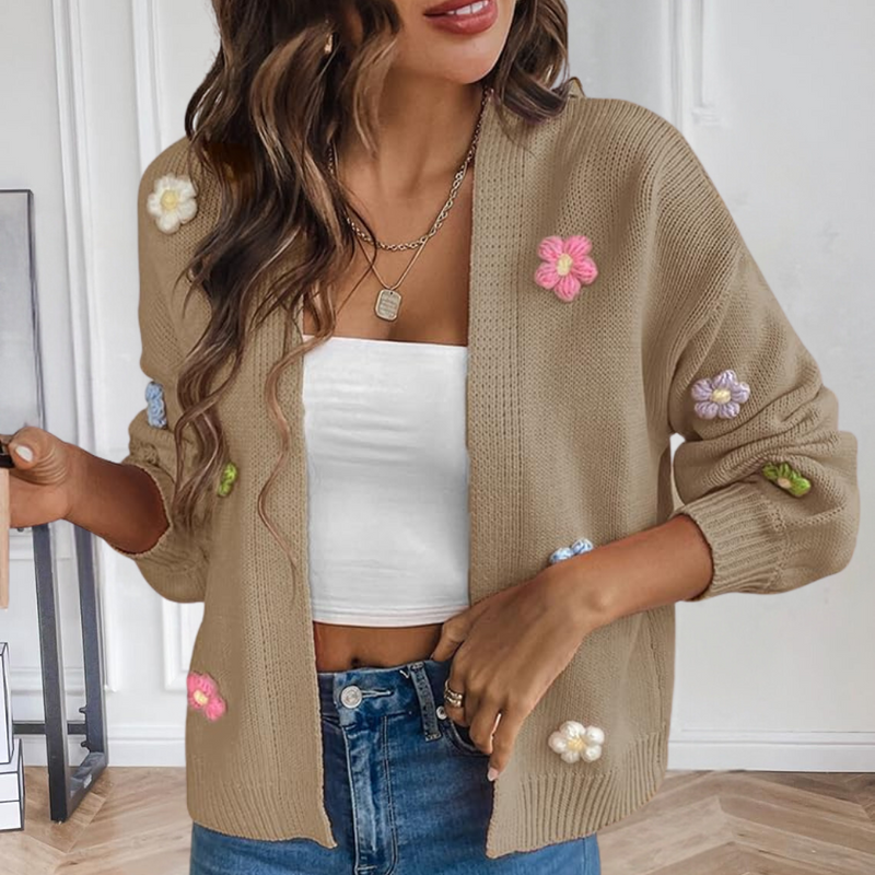 Cardigan for Women with 3D Flowers – Maribel