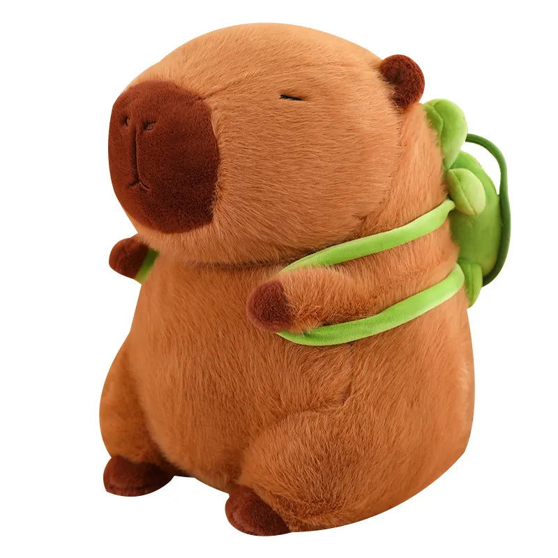 Kuschelige Capybara mit Schildkrötenrucksack – TurtleBuddy