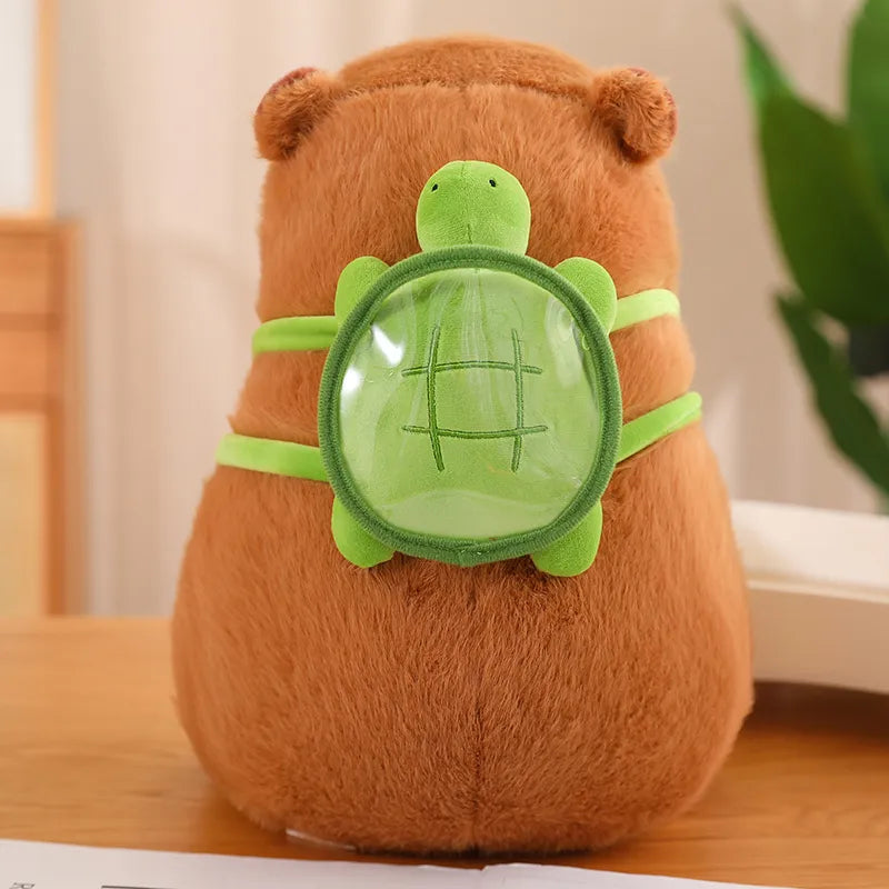 Kuschelige Capybara mit Schildkrötenrucksack – TurtleBuddy