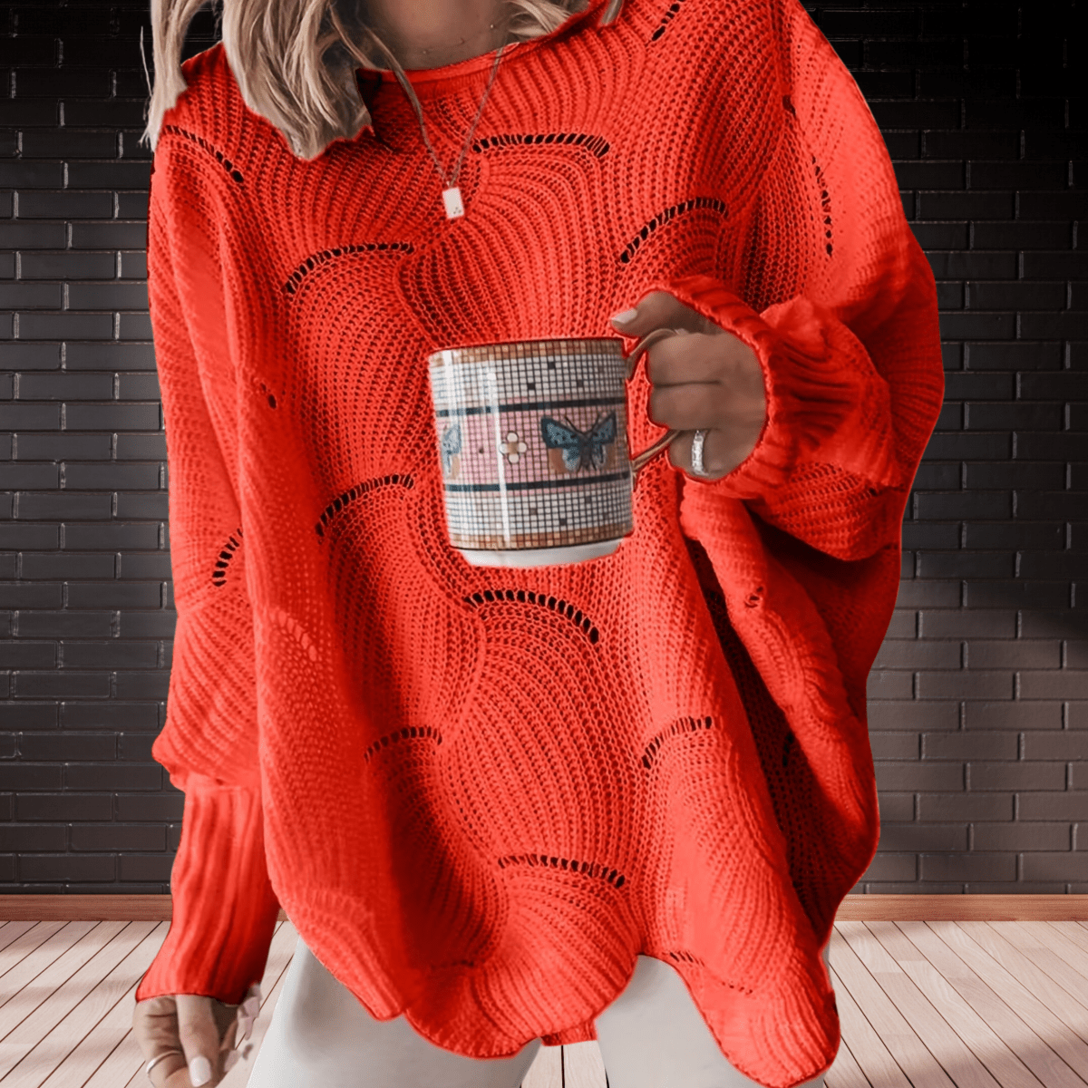 Damen Herbstpullover aus Rippenstoff mit asymmetrischem Saum – Annelie