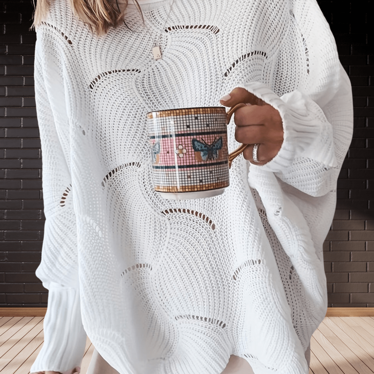 Damen Herbstpullover aus Rippenstoff mit asymmetrischem Saum – Annelie