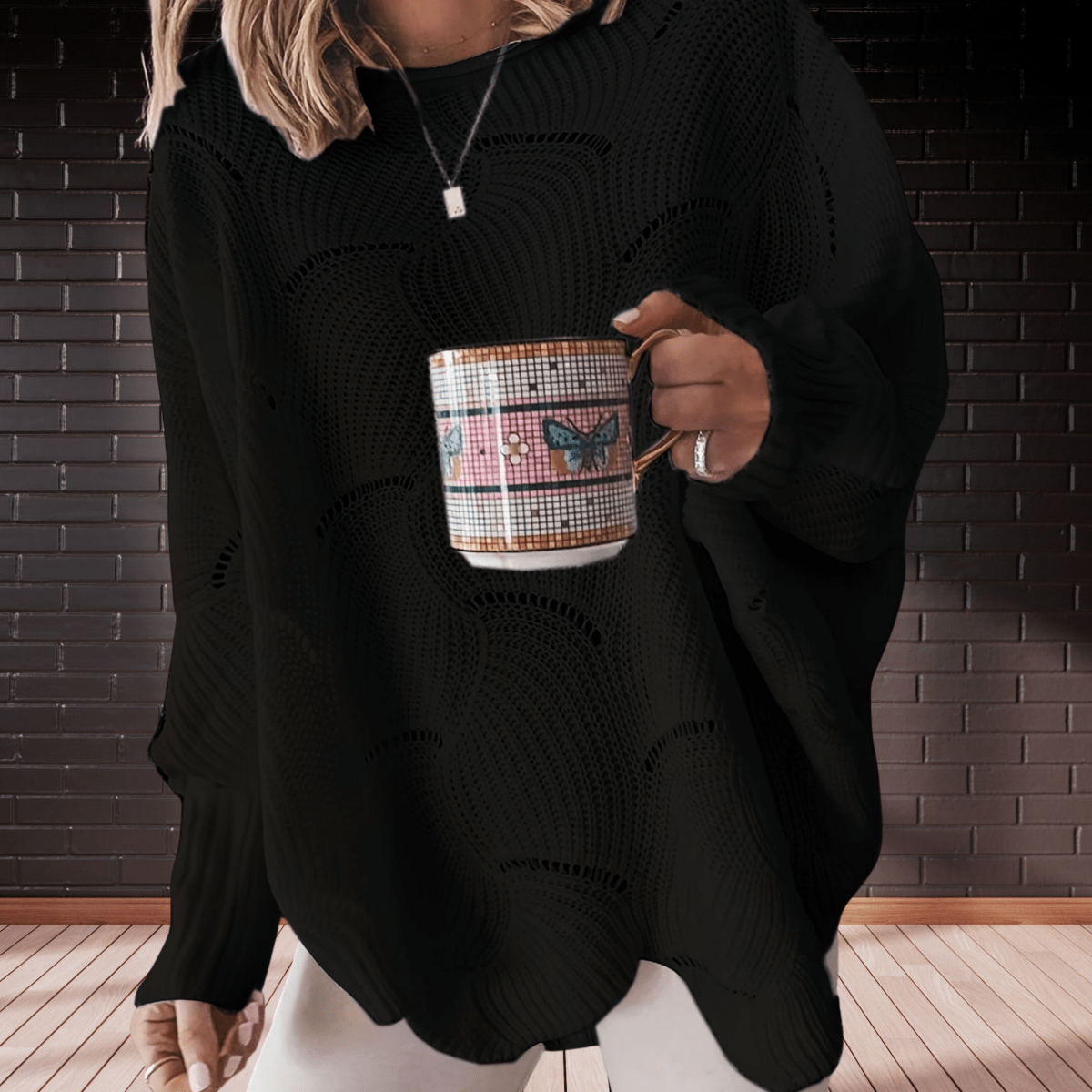 Damen Herbstpullover aus Rippenstoff mit asymmetrischem Saum – Annelie