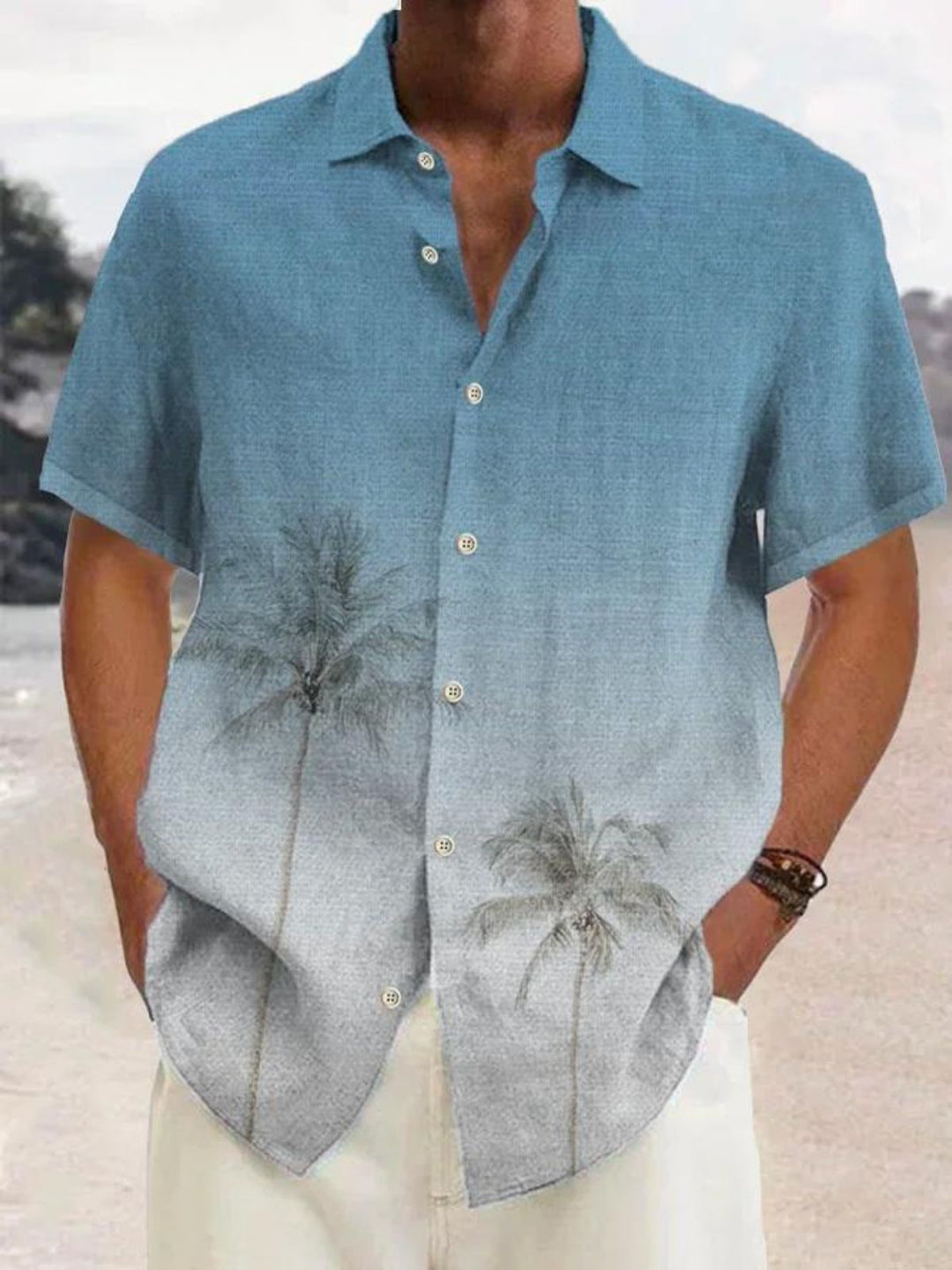 Tropical Men's Summer Shirt with Coconut Tree Print – Maceo