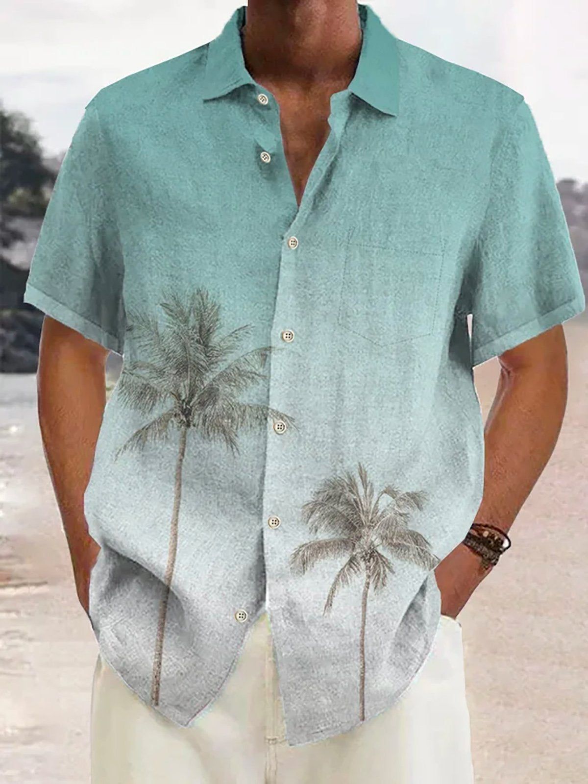Tropisches Herren Sommerhemd mit Kokosbaum-Print – Maceo