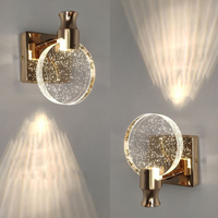 Runde Kristall-Wandleuchte, goldfarben, modernes Design, LED-Beleuchtung, dekorative Innenleuchte.