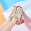 Modische Damen Keilsandalen mit Strass und Reißverschluss – Yara