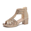 Modische Damen Keilsandalen mit Strass und Reißverschluss – Yara