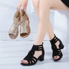 Modische Damen Keilsandalen mit Strass und Reißverschluss – Yara