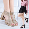 Modische Damen Keilsandalen mit Strass und Reißverschluss – Yara