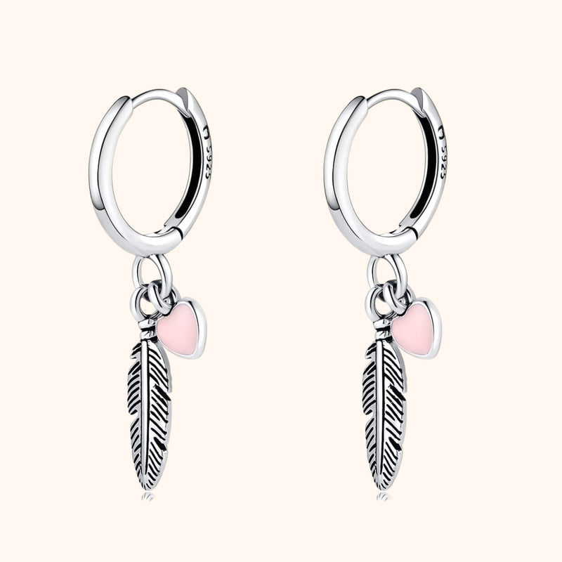 Creolen mit Liebevoller Feder und Herz – Althea