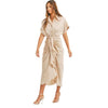 Maxikleid mit Rüschen und V-Ausschnitt Sommerstil Damenmode - Elina