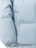 Blaue Kapuzenjacke, warm, klassisches Design, Wintermode, Polyester, isoliert, Herrenbekleidung.