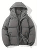Graue Kapuzenjacke, warm, klassisches Design, Wintermode, Reißverschluss, Unisex