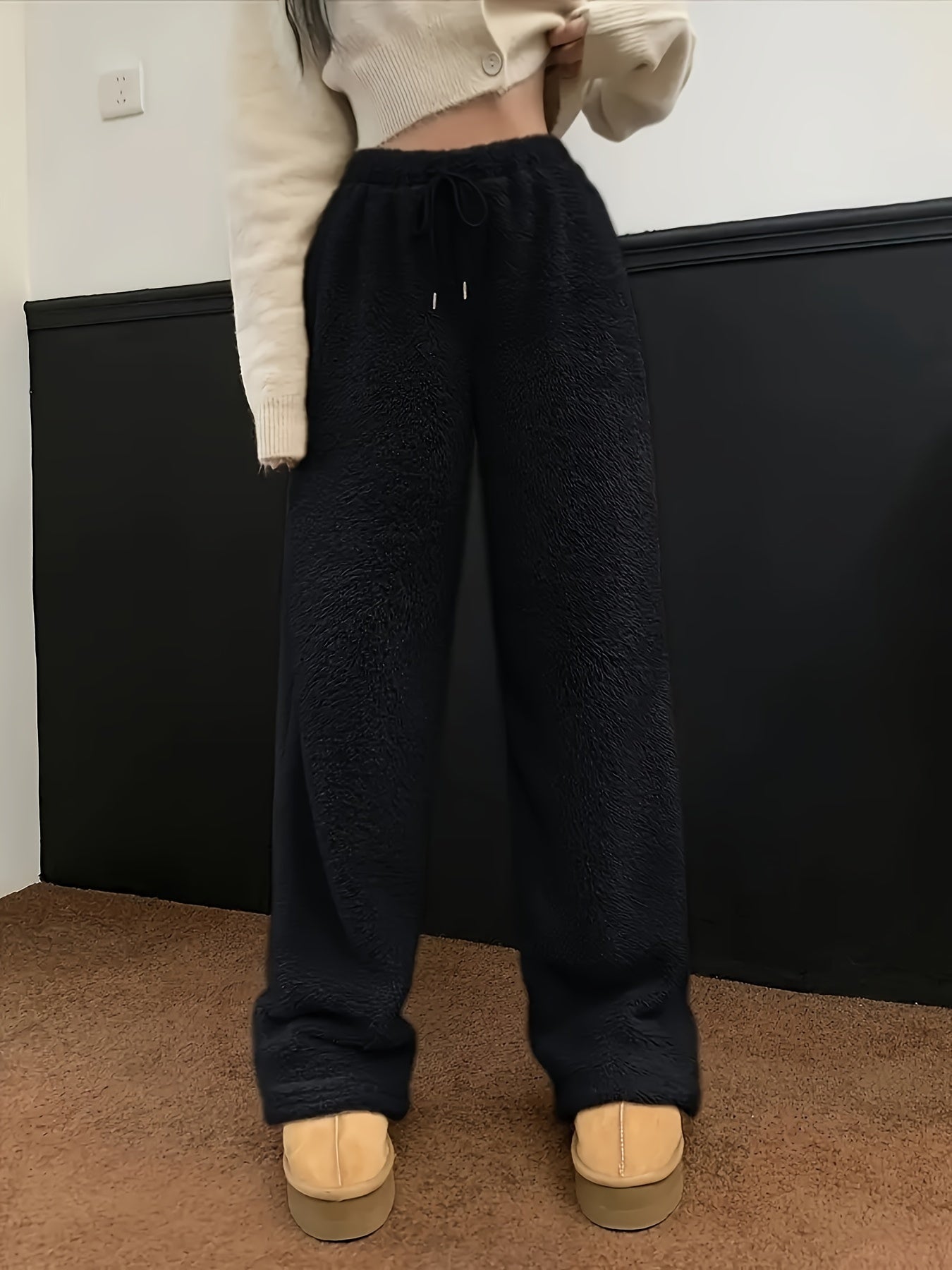 Weiche Teddy Sherpa Loungehose für Damen – Noémie