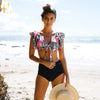 Bikini-Set mit Rüschentop und Hochbundhose – Zaya