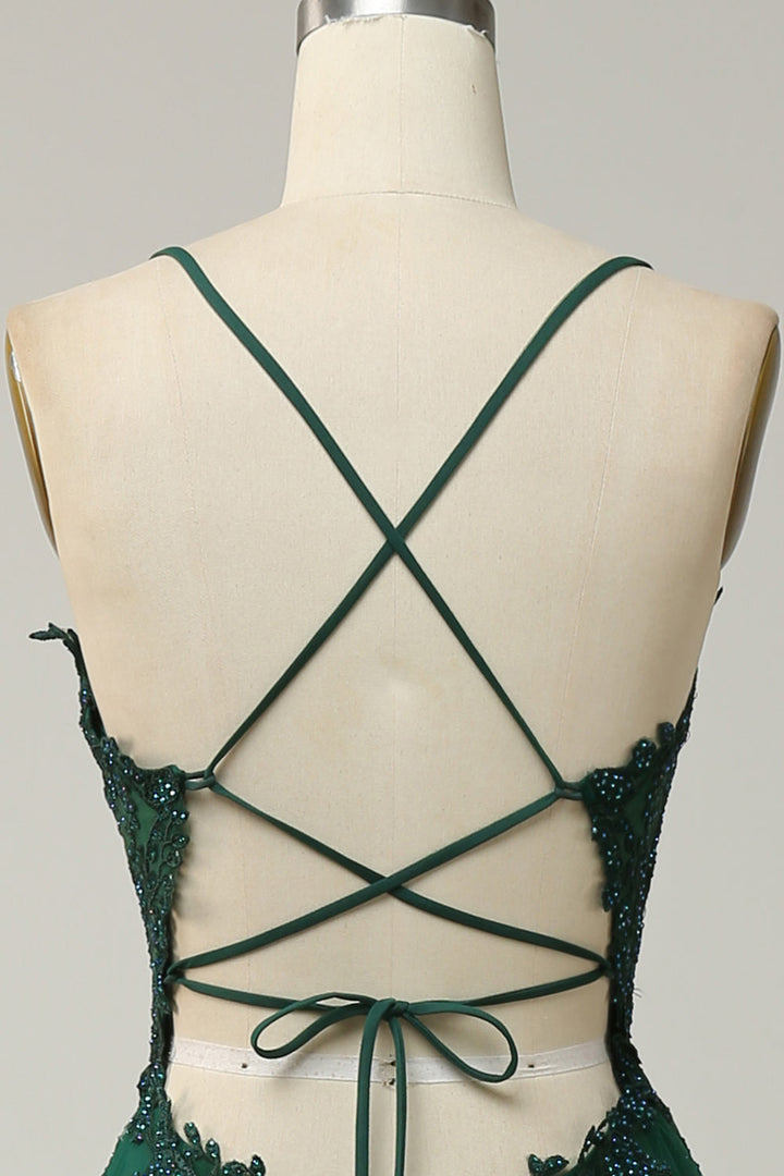 Stilvolles A-Linien Ballkleid mit Spaghettiträgern und Schnürung - Julia