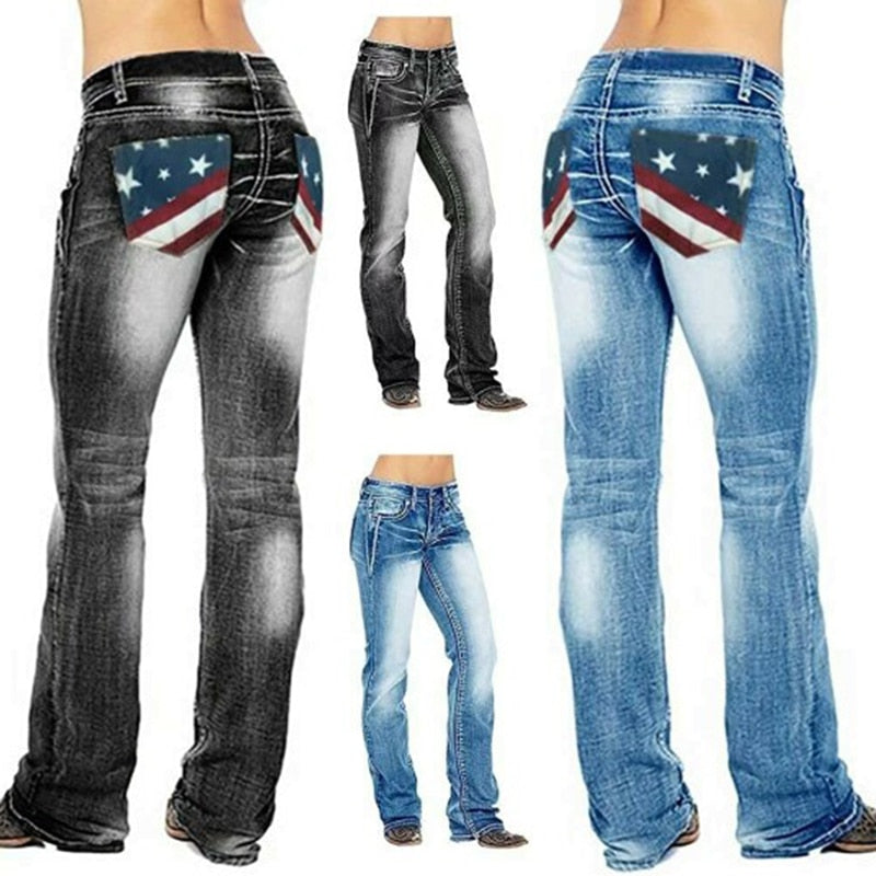 Damen-Bootcut-Jeans mit Flaggen-Details – Madison