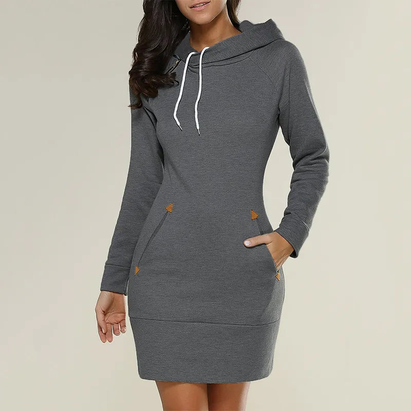 Kapuzen-Sweatkleid mit Taschen – Isabella