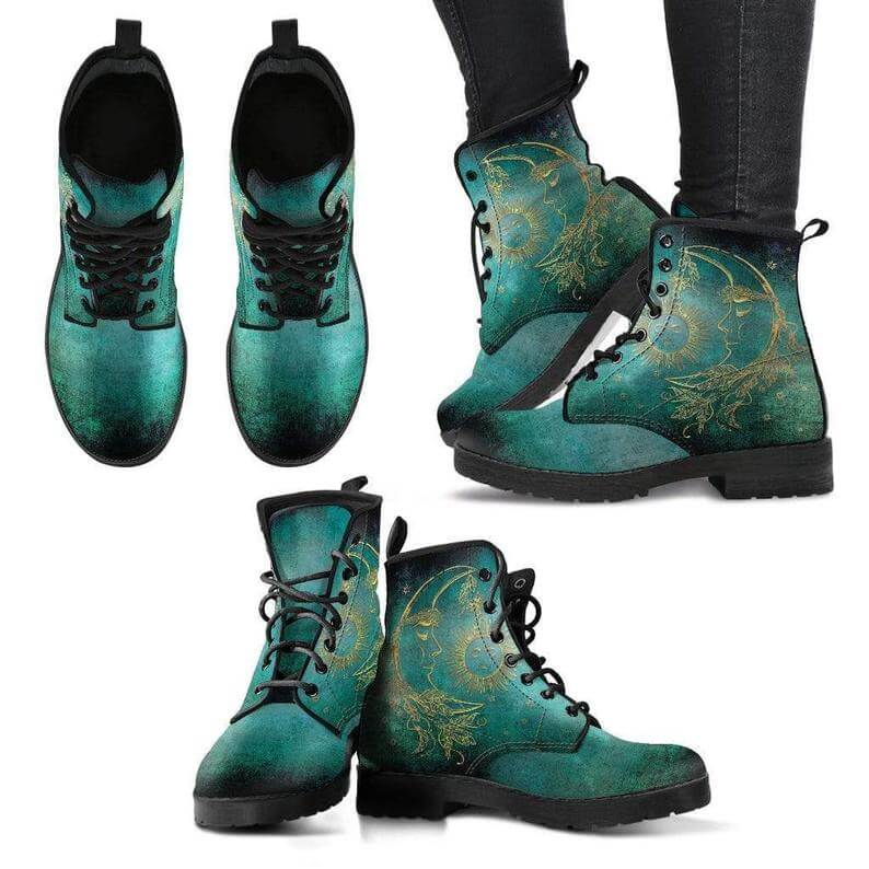 Damen-Stiefeletten mit Herbstlaub- und Mondmotiv – Selene