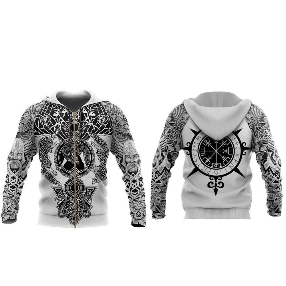 Viking-Hoodie mit Runen- und Krieger-Motiven – Eirik