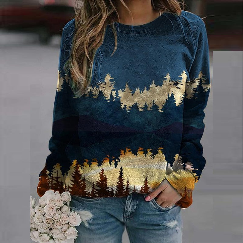 Damen-Pullover mit Landschafts-Print – Alina