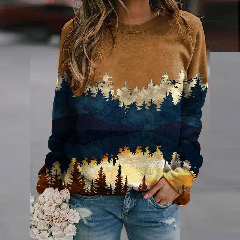 Damen-Pullover mit Landschafts-Print – Alina