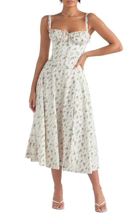 Geblümtes Maxi-Kleid mit Taillierung - Fleur