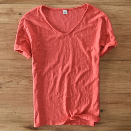 Herren V-Ausschnitt Leinen Shirt – Luca