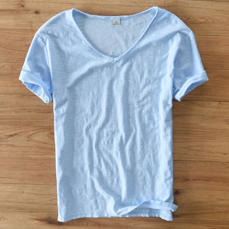 Herren V-Ausschnitt Leinen Shirt – Luca