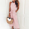 Gestreifter Sommer-Jumpsuit für Damen mit weitem Bein und V-Ausschnitt – Alina