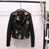Bestickte Damen Kunstlederjacke im Bikerstil – Eleonora