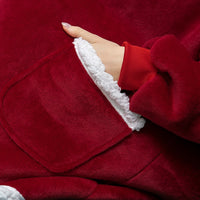 Rote Fleece-Decke mit Tasche, Hand, weiches Material, gemütlich, warm, Winter, Heimtextilien.