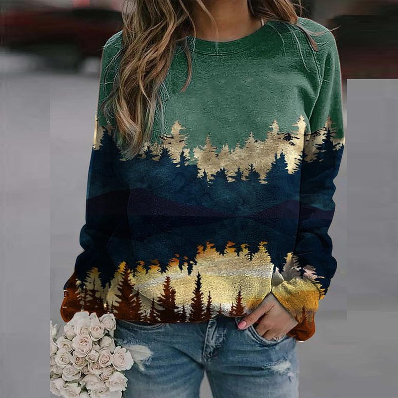 Damen-Pullover mit Landschafts-Print – Alina