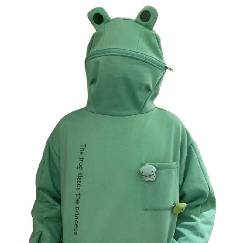 Unisex-Kapuzenpullover mit Frosch-Design – Froggy