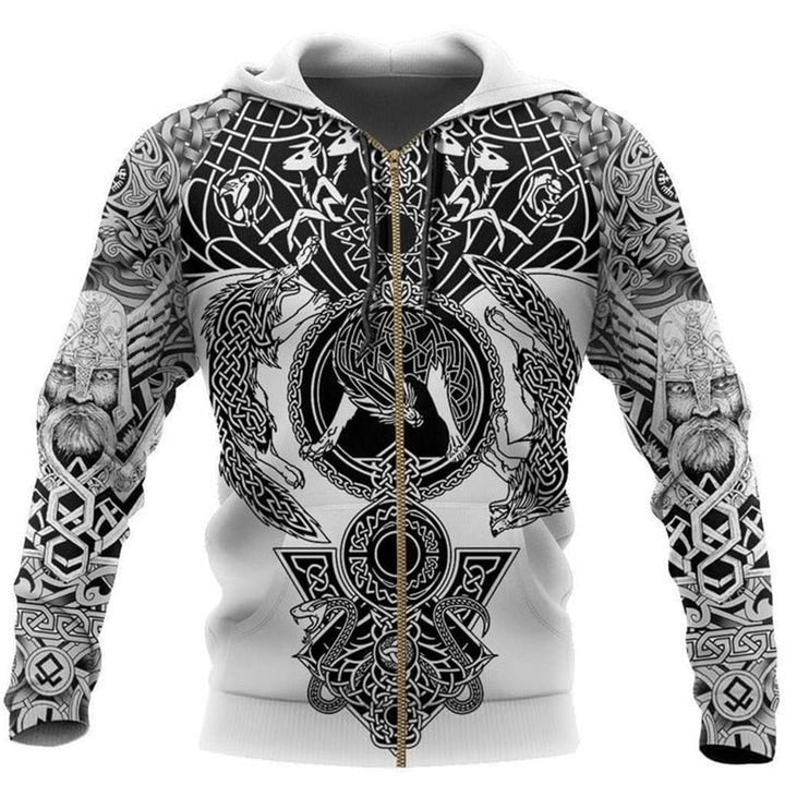 Viking-Hoodie mit Runen- und Krieger-Motiven – Eirik