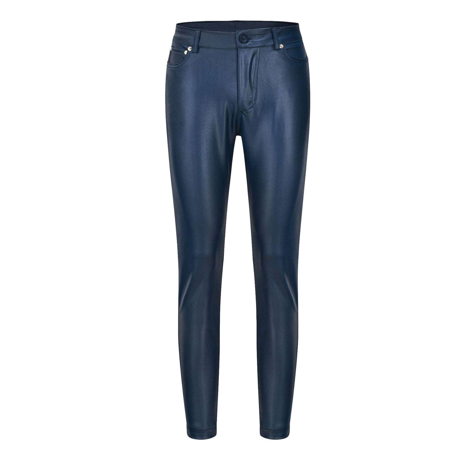 Leder-Stretchhose mit hohem Bund – Raffaela