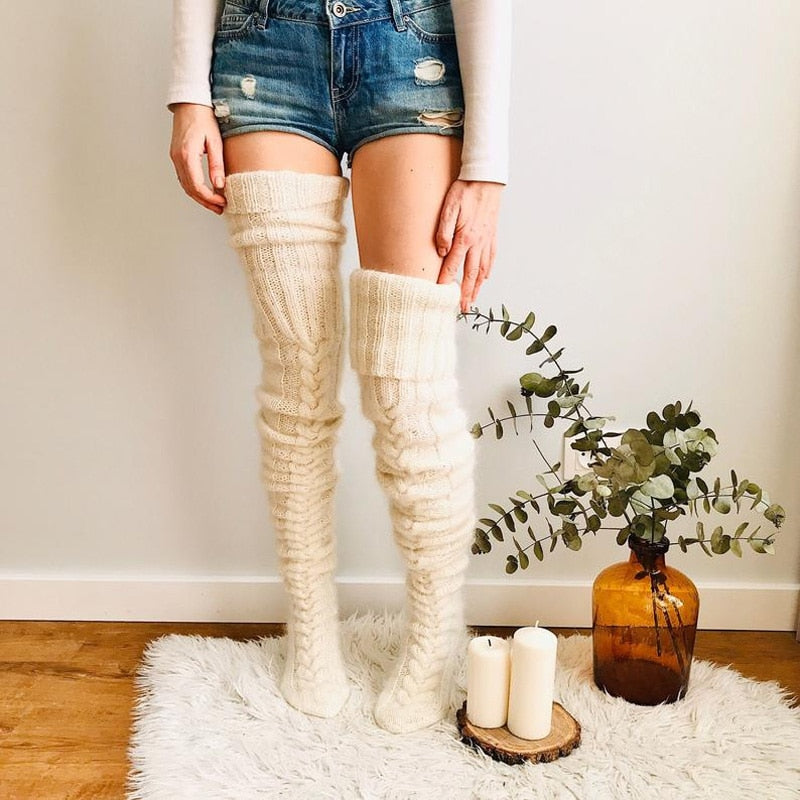 Damen Überknie-Stricksocken – Aurora