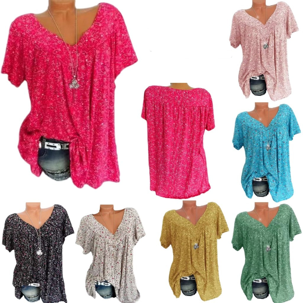 Damen Boho Sommerbluse mit Blumenprint - Celeste