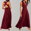 Damen Wickelkleid weinrot, festlich, ärmellos, lang, ideal für Hochzeit, elegantes Design.