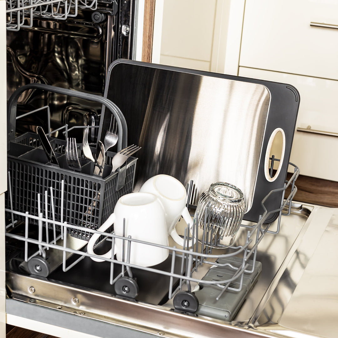 Hygienische Edelstahl Schneidebrett - SteelSafe