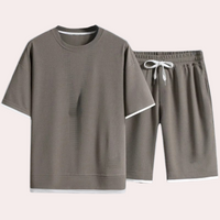 Graues Herren-Shorts-Set aus Baumwolle, T-Shirt und Shorts, lässig, bequem, Sommermode.