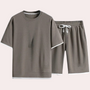 Graues Herren-Shorts-Set aus Baumwolle, T-Shirt und Shorts, lässig, bequem, Sommermode.