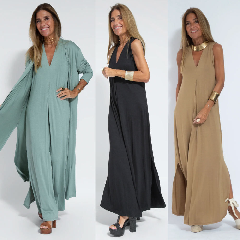 Zweiteiliges Schlankmachendes Kleid mit Weste – Loreen