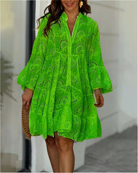 Comfortable summer dress with collar and V-neck – Sarah