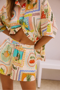 Two-piece women's summer set with retro fruit print – Noémie