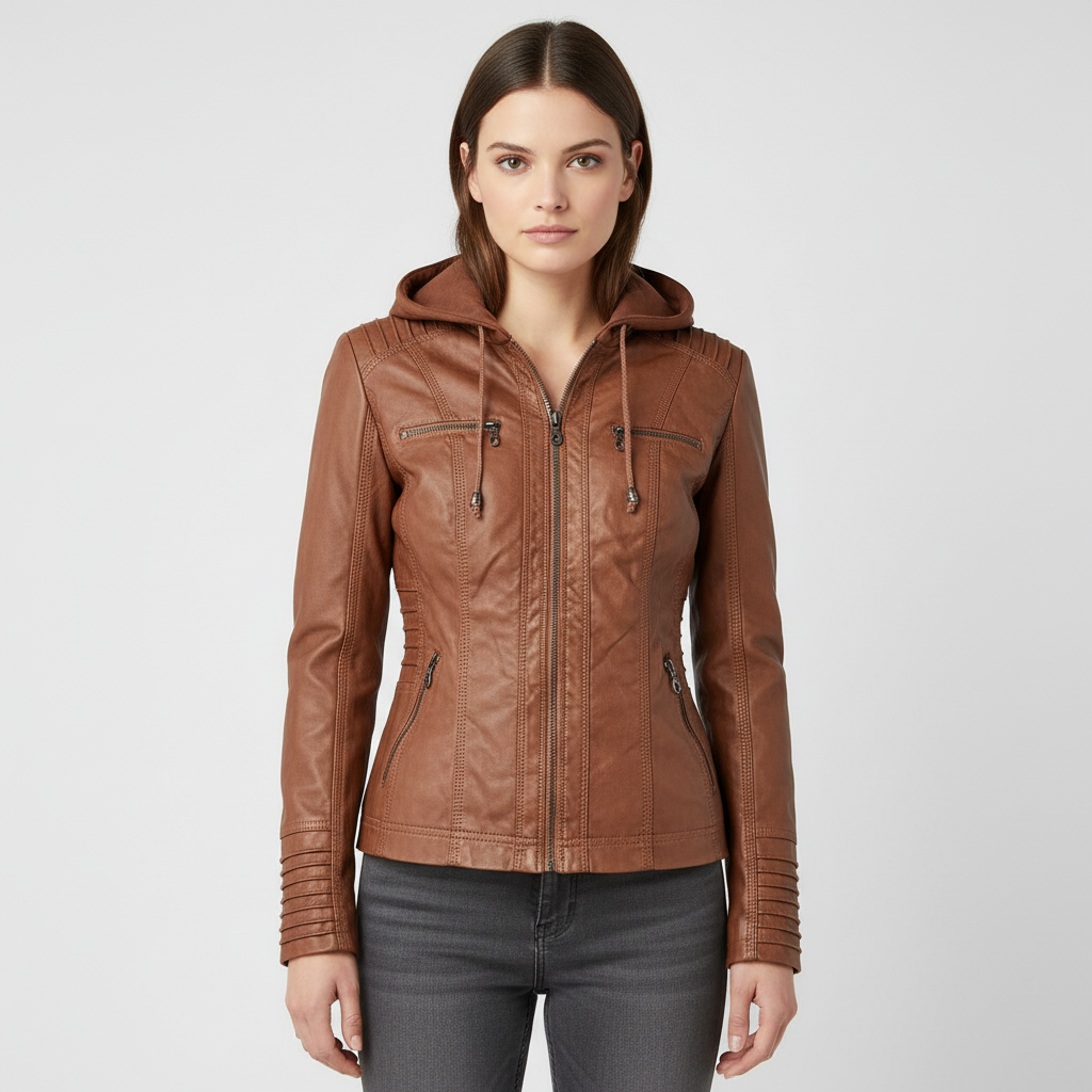 Lederjacke Mit Kapuze -  Elke