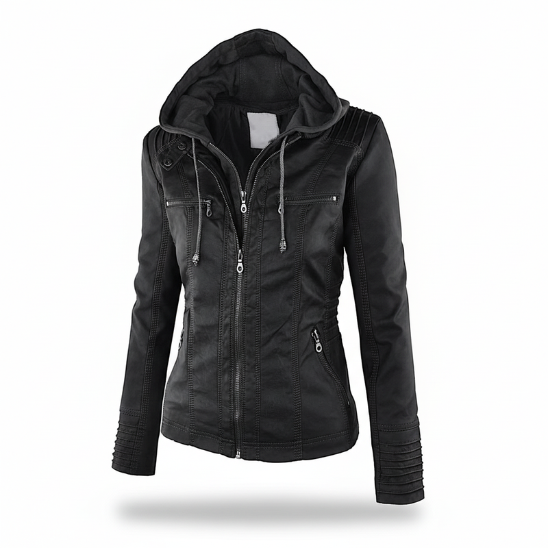 Lederjacke Mit Kapuze -  Elke