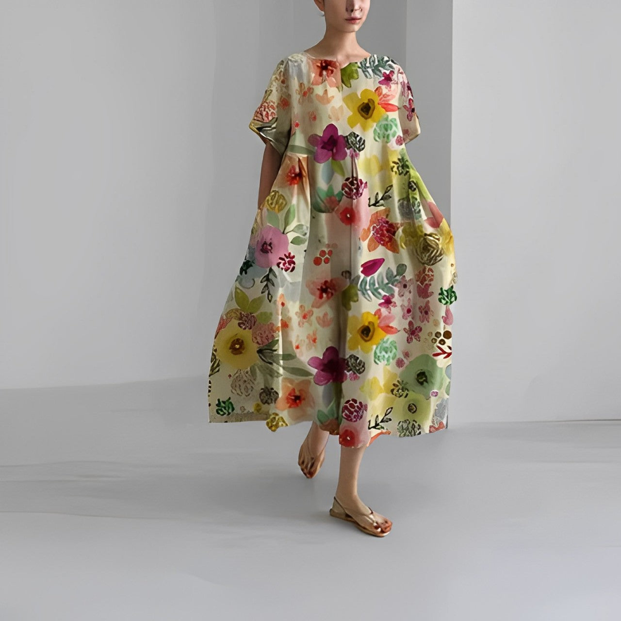 Luftiges Sommer-Maxikleid mit Taillenakzent – Clara