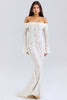Schulterfreies Sommer-Maxikleid aus floraler Spitze – Alondra